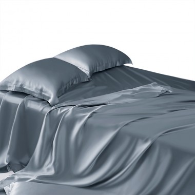 Misty Blue 22 Momme Mulberry Silk Sheet Set UK for Sale