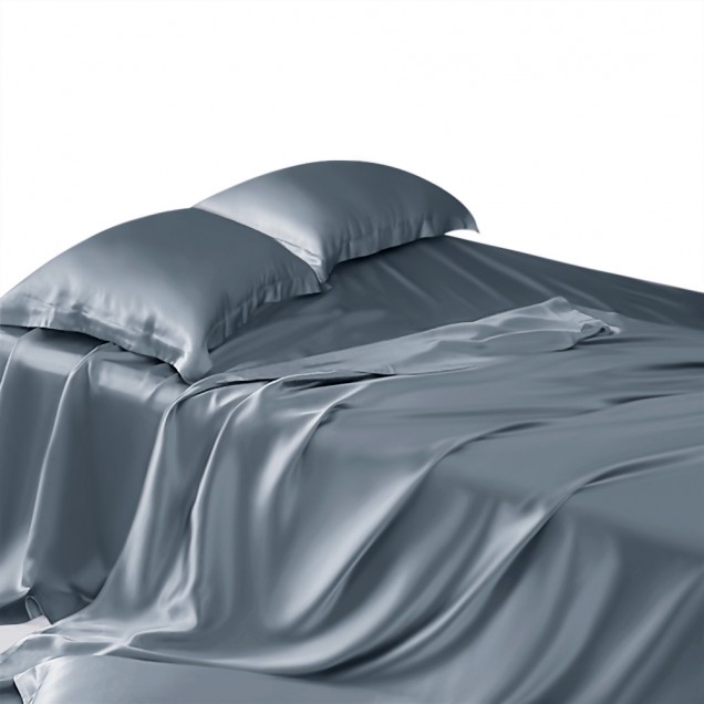 Misty Blue 22 Momme Mulberry Silk Sheet Set UK for Sale Misty Blue 22 Momme Mulberry Silk Sheet Set UK for Sale