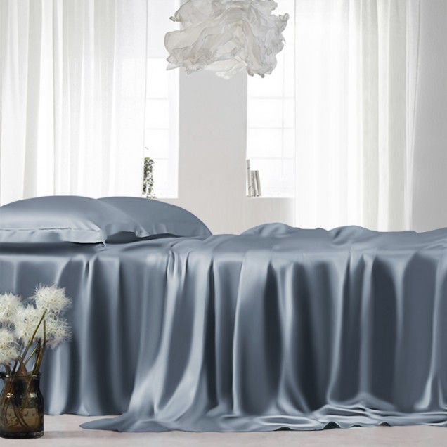 Misty Blue 22 Momme Mulberry Silk Sheet Set UK for Sale Misty Blue 22 Momme Mulberry Silk Sheet Set UK for Sale