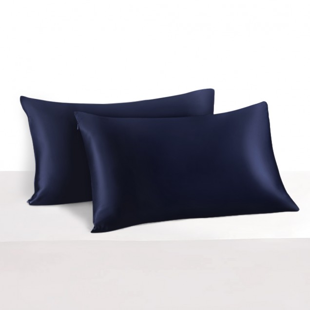 Navy 22 Momme Mulberry Zipper Silk Pillowcase UK for Sale Navy 22 Momme Mulberry Zipper Silk Pillowcase UK for Sale