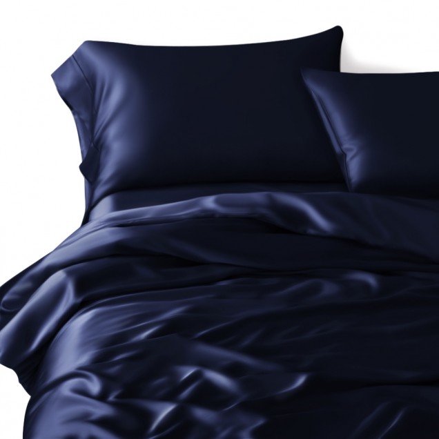 Navy 3 PCS 22 Momme Mulberry Silk Duvet Cover Set UK for Sale Navy 3 PCS 22 Momme Mulberry Silk Duvet Cover Set UK for Sale