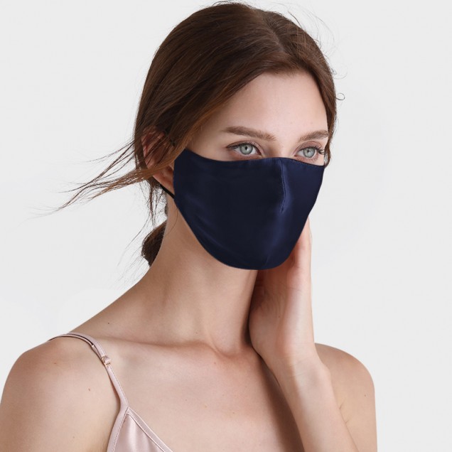 Navy & Black Double-Sided 22 Momme Silk Face Mask UK for Sale Navy & Black Double-Sided 22 Momme Silk Face Mask UK for Sale