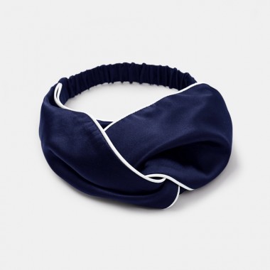 Navy & Ivory Silk Headband UK for Sale