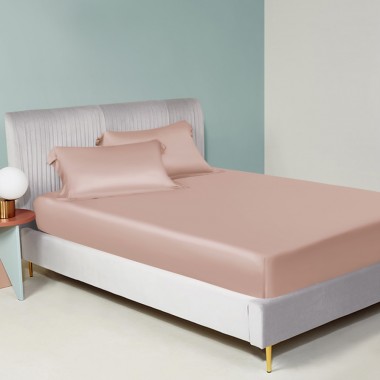 Pearl Pink 22 Momme Mulberry Silk Fitted Sheet UK for Sale