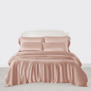 Pearl Pink 3 PCS 22 Momme Mulberry Silk Duvet Cover Set UK for Sale