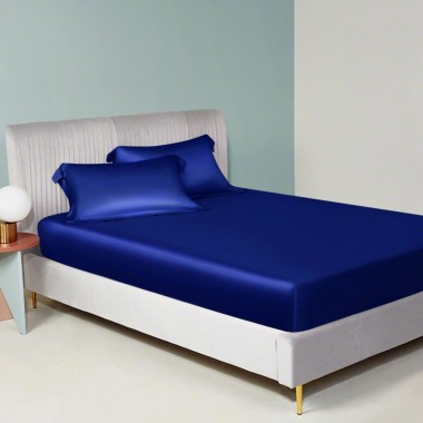 Royal Blue 22 Momme Mulberry Silk Fitted Sheet UK for Sale