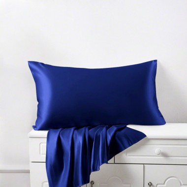 Royal Blue 22 Momme Mulberry Zipper Silk Pillowcase UK for Sale
