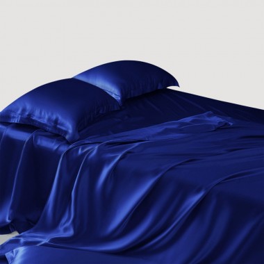 Royal Blue 22 Momme Mulberry Silk Sheet Set UK for Sale