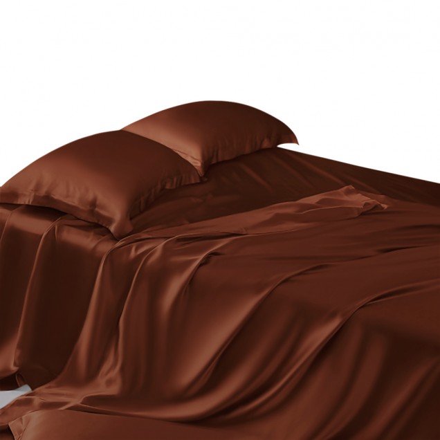 Rust Red 22 Momme Mulberry Silk Sheet Set UK for Sale Rust Red 22 Momme Mulberry Silk Sheet Set UK for Sale