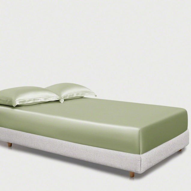 Sage Green 22 Momme Mulberry Silk Fitted Sheet UK for Sale Sage Green 22 Momme Mulberry Silk Fitted Sheet UK for Sale