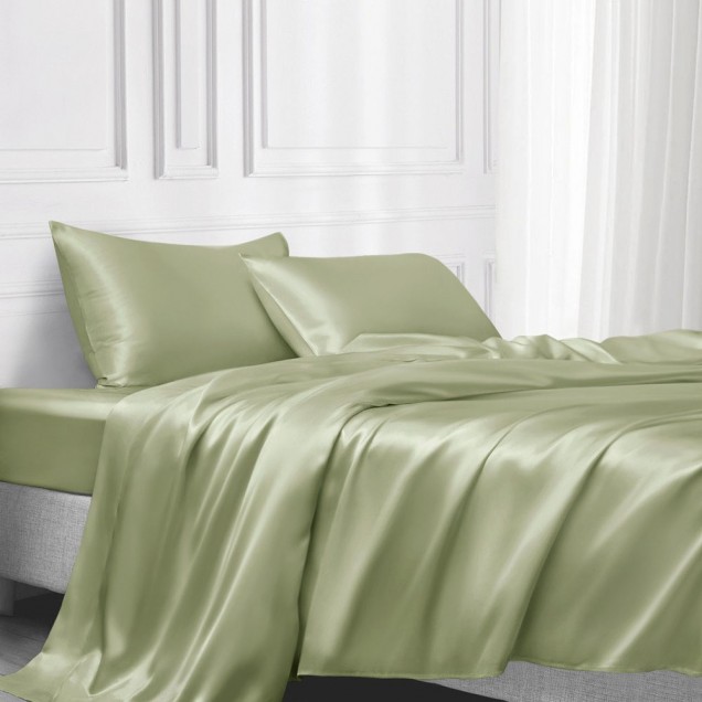 Sage Green 22 Momme Mulberry Silk Flat Sheet UK for Sale Sage Green 22 Momme Mulberry Silk Flat Sheet UK for Sale
