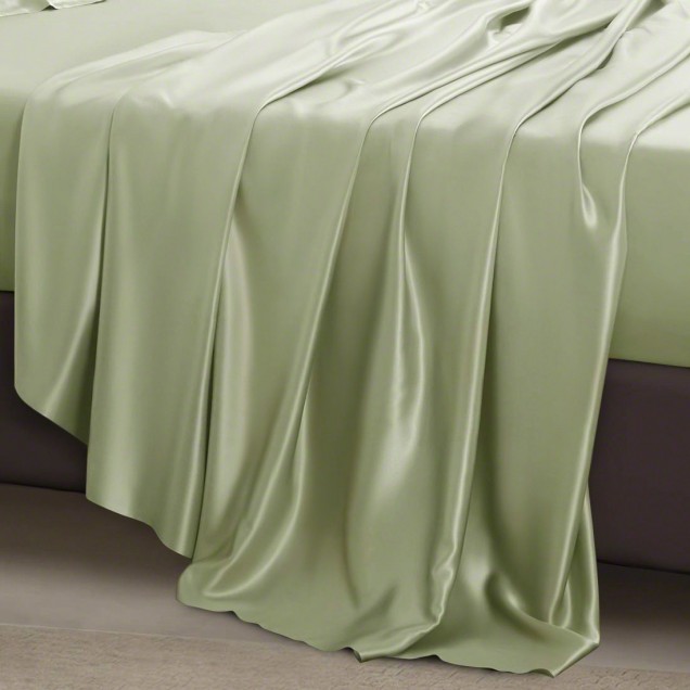 Sage Green 22 Momme Mulberry Silk Flat Sheet UK for Sale Sage Green 22 Momme Mulberry Silk Flat Sheet UK for Sale