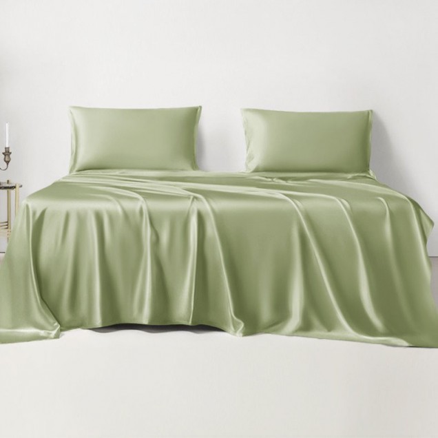 Sage Green 22 Momme Mulberry Silk Sheet Set UK for Sale Sage Green 22 Momme Mulberry Silk Sheet Set UK for Sale