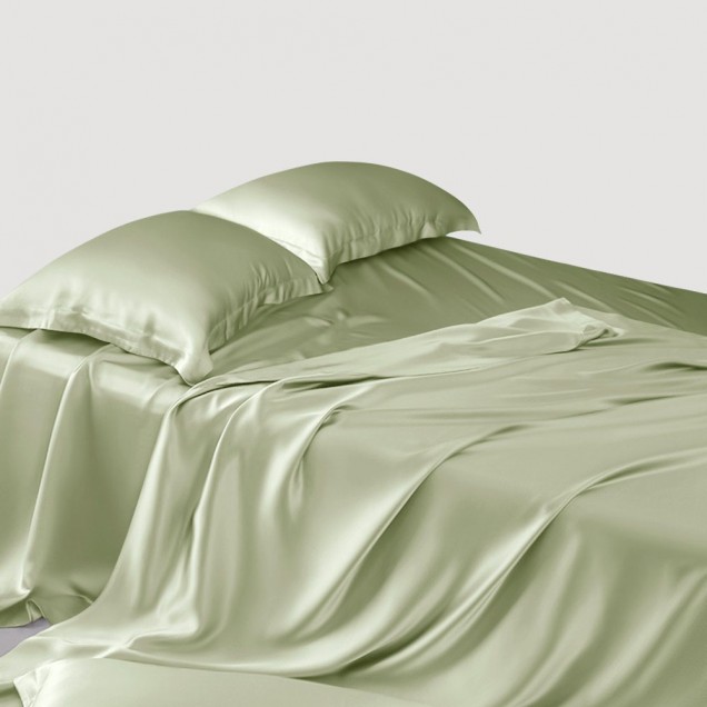 Sage Green 22 Momme Mulberry Silk Sheet Set UK for Sale Sage Green 22 Momme Mulberry Silk Sheet Set UK for Sale