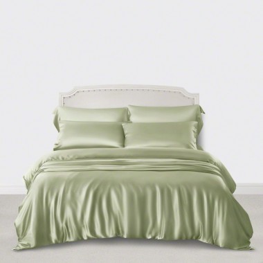 Sage Green 3 PCS 22 Momme Mulberry Silk Duvet Cover Set UK for Sale
