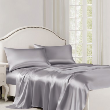 Silver 22 Momme Mulberry Silk Flat Sheet UK for Sale