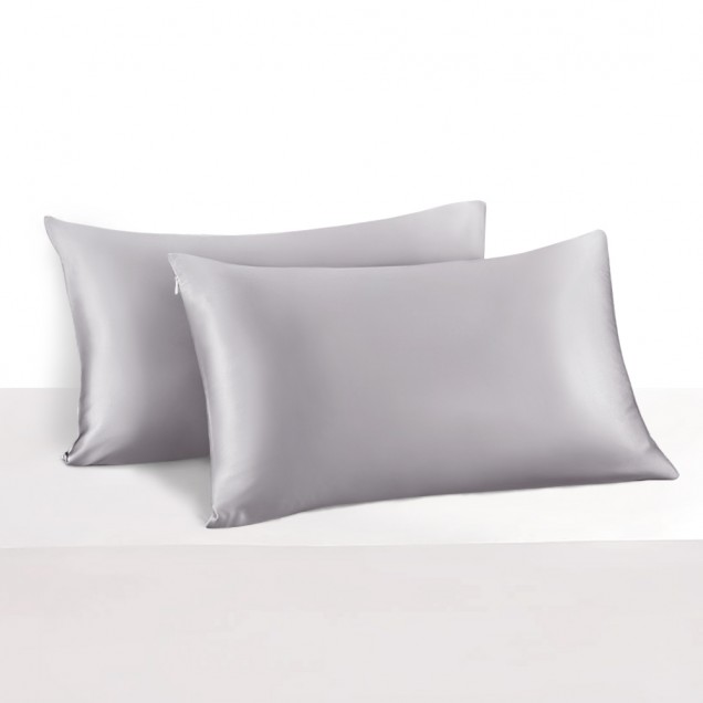 Silver 22 Momme Mulberry Zipper Silk Pillowcase UK for Sale Silver 22 Momme Mulberry Zipper Silk Pillowcase UK for Sale