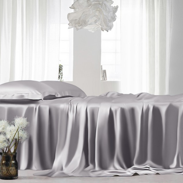 Silver 22 Momme Mulberry Silk Sheet Set UK for Sale Silver 22 Momme Mulberry Silk Sheet Set UK for Sale