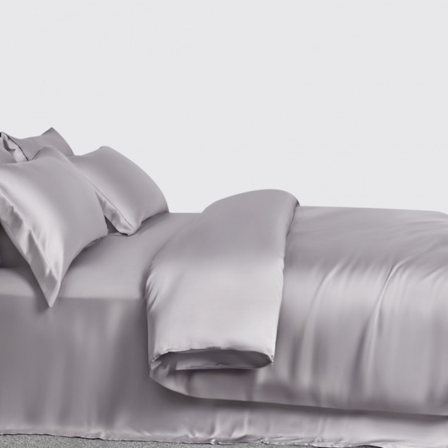 Silver 3 PCS 22 Momme Mulberry Silk Duvet Cover Set UK for Sale Silver 3 PCS 22 Momme Mulberry Silk Duvet Cover Set UK for Sale
