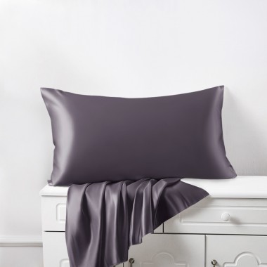 Slate Gray 22 Momme Mulberry Zipper Silk Pillowcase UK for Sale