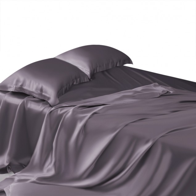 Slate Gray 22 Momme Mulberry Silk Sheet Set UK for Sale Slate Gray 22 Momme Mulberry Silk Sheet Set UK for Sale