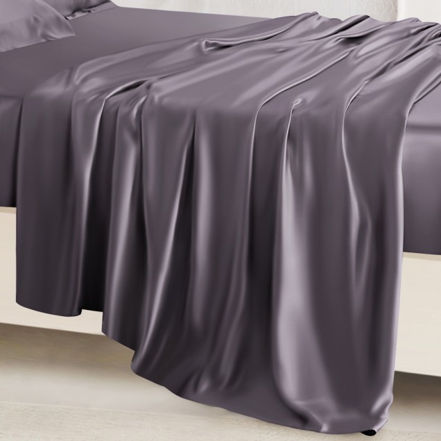 Slate Gray 22 Momme Mulberry Silk Sheet Set UK for Sale Slate Gray 22 Momme Mulberry Silk Sheet Set UK for Sale