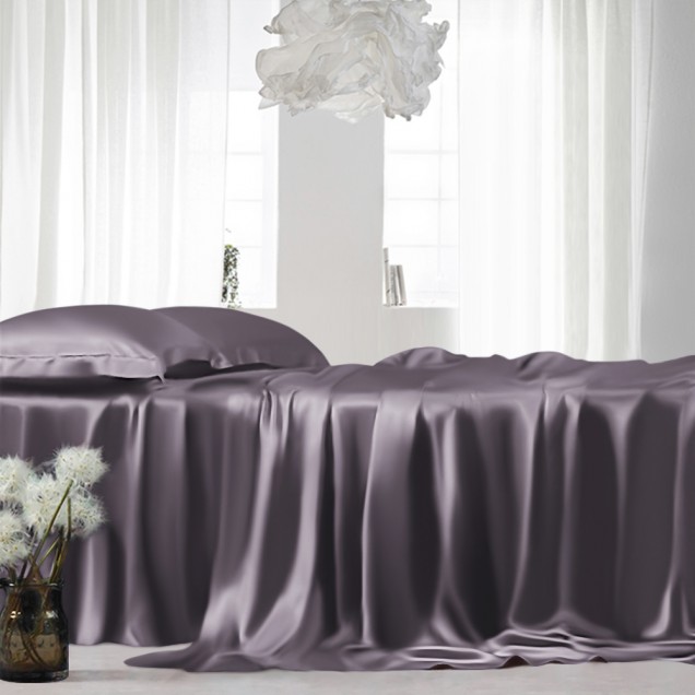 Slate Gray 22 Momme Mulberry Silk Sheet Set UK for Sale Slate Gray 22 Momme Mulberry Silk Sheet Set UK for Sale