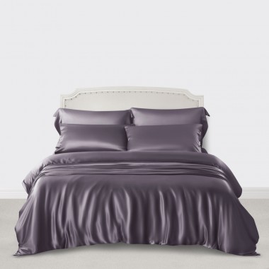 Slate Gray 3 PCS 22 Momme Mulberry Silk Duvet Cover Set UK for Sale