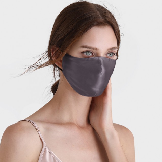 Slate Gray & Black Double-Sided 22 Momme Silk Face Mask UK for Sale Slate Gray & Black Double-Sided 22 Momme Silk Face Mask UK for Sale