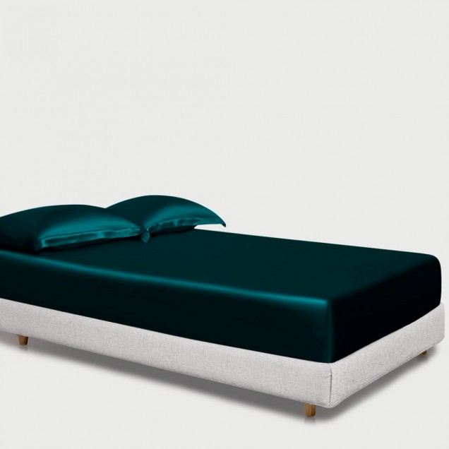 Teal 22 Momme Mulberry Silk Fitted Sheet UK for Sale