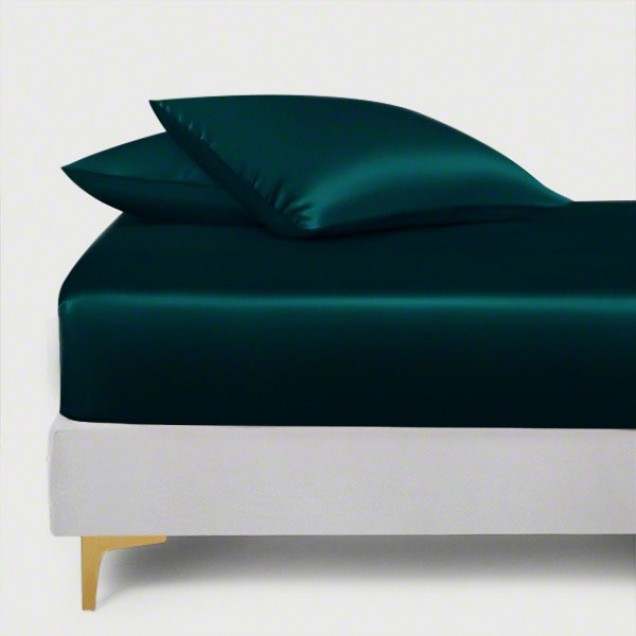 Teal 22 Momme Mulberry Silk Fitted Sheet UK for Sale