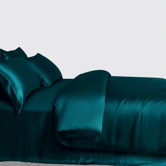 Teal 3 PCS 22 Momme Mulberry Silk Duvet Cover Set UK for Sale Teal 3 PCS 22 Momme Mulberry Silk Duvet Cover Set UK for Sale