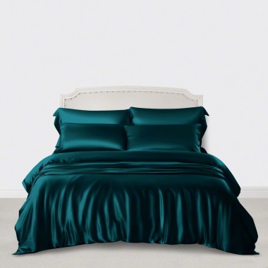 Teal 3 PCS 22 Momme Mulberry Silk Duvet Cover Set UK for Sale