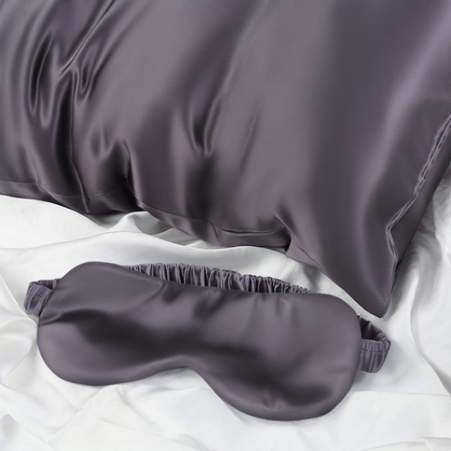 Two Piece Silk Gift Set Slate Gray Pillowcase & Eye Mask UK for Sale