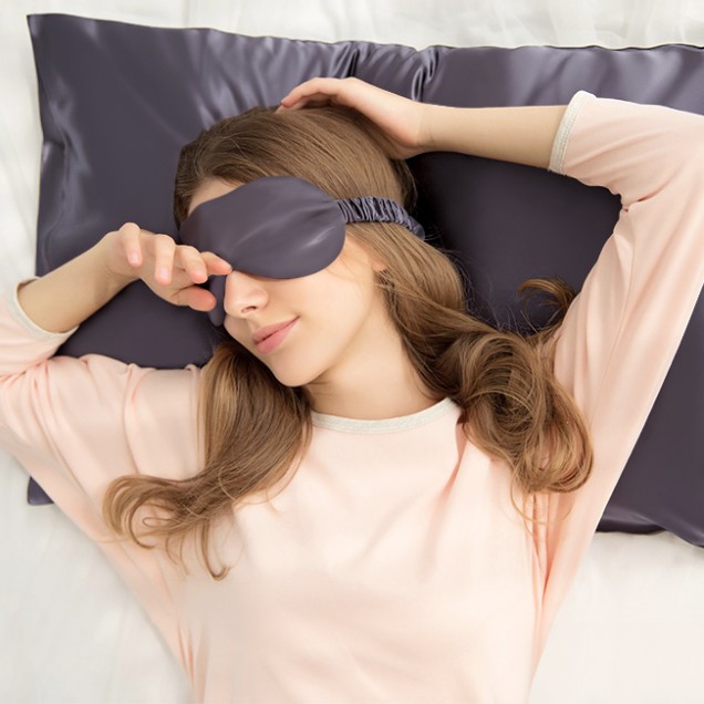 Two Piece Silk Gift Set Slate Gray Pillowcase & Eye Mask UK for Sale