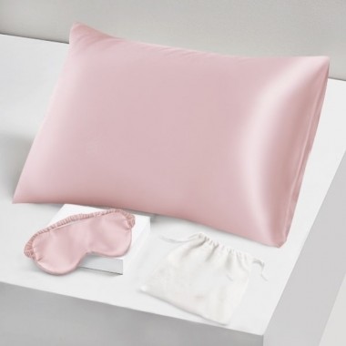 Two Piece Silk Gift Set Suede Rose Pillowcase & Eye Mask UK for Sale