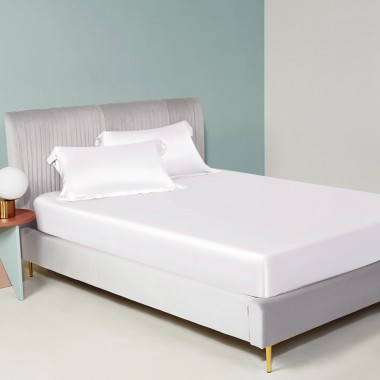 White 22 Momme Mulberry Silk Fitted Sheet UK for Sale