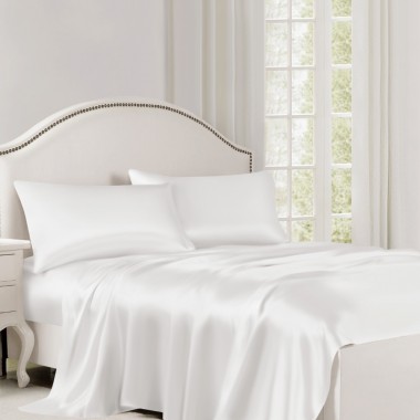White 22 Momme Mulberry Silk Flat Sheet UK for Sale