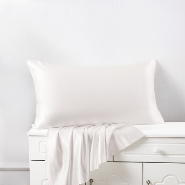 White 22 Momme Mulberry Zipper Silk Pillowcase UK for Sale